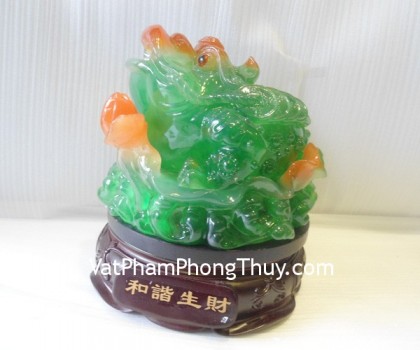 Thiềm thừ xanh lưng hột bảo đỏ đế xoay - hài hòa sanh tài A108