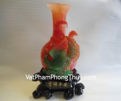 Bình xanh đế gỗ - cát tường bình an A161