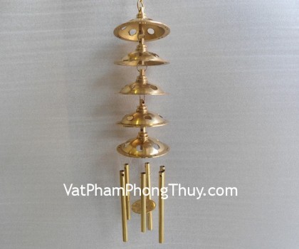 Chuông gió đồng 5 tầng 6 ống trung D160